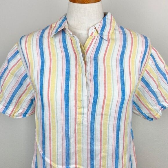 Lands’ End Short Sleeve Pastel Linen Blouse - Picture 3 of 6